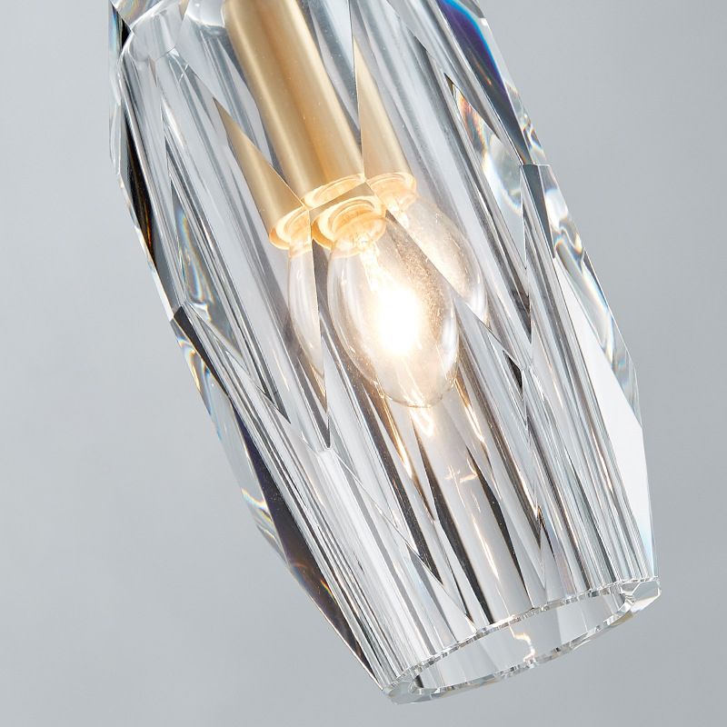 Post-modern Style Brass Crystal Hanging Light 3.9" Wide Mini Oval Simplicity Lighting Pendant for Restaurants Bar