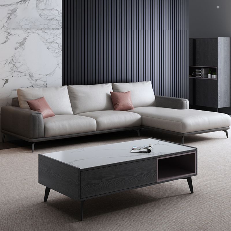 Stain-Resistant Faux Leather Square Arm Sofa/Sectional for Living Room