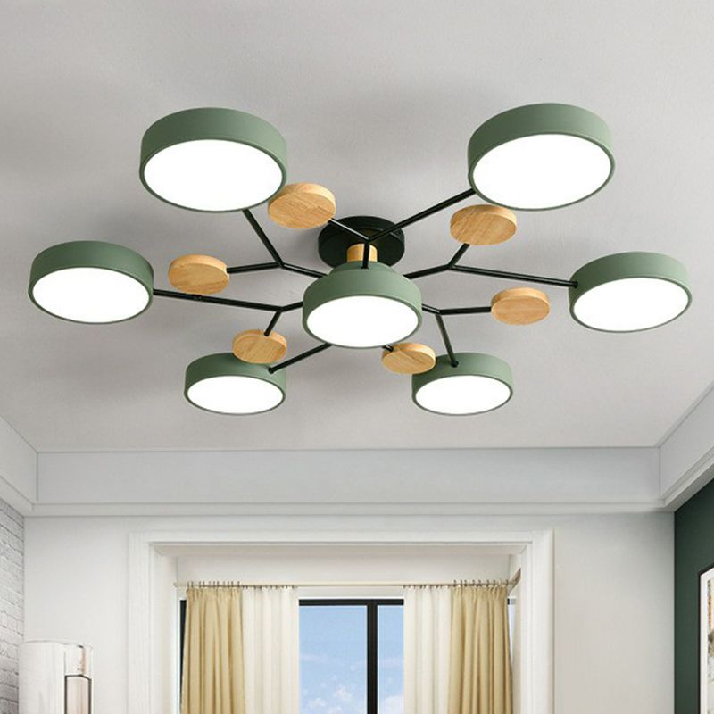 Acrylic Round Shade LED Ceiling Lighting Simplistic 7 Heads Chandelier Light Fixture