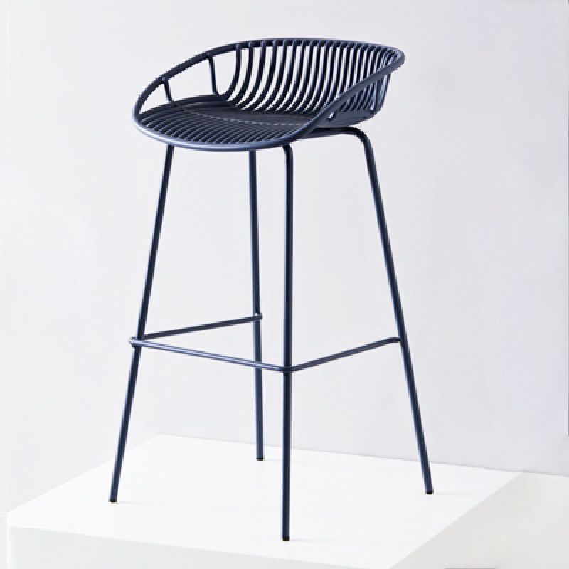 Contemporary Metal Barstool Plastic Stool in Matte Finish for Indoor