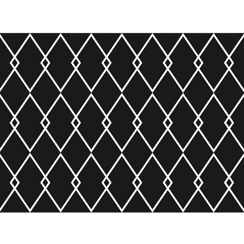 Scandinavian Modern Rug in Black Geometry Rhombus Pattern Rug Polyester Anti-Slip Carpet for Home Decoration