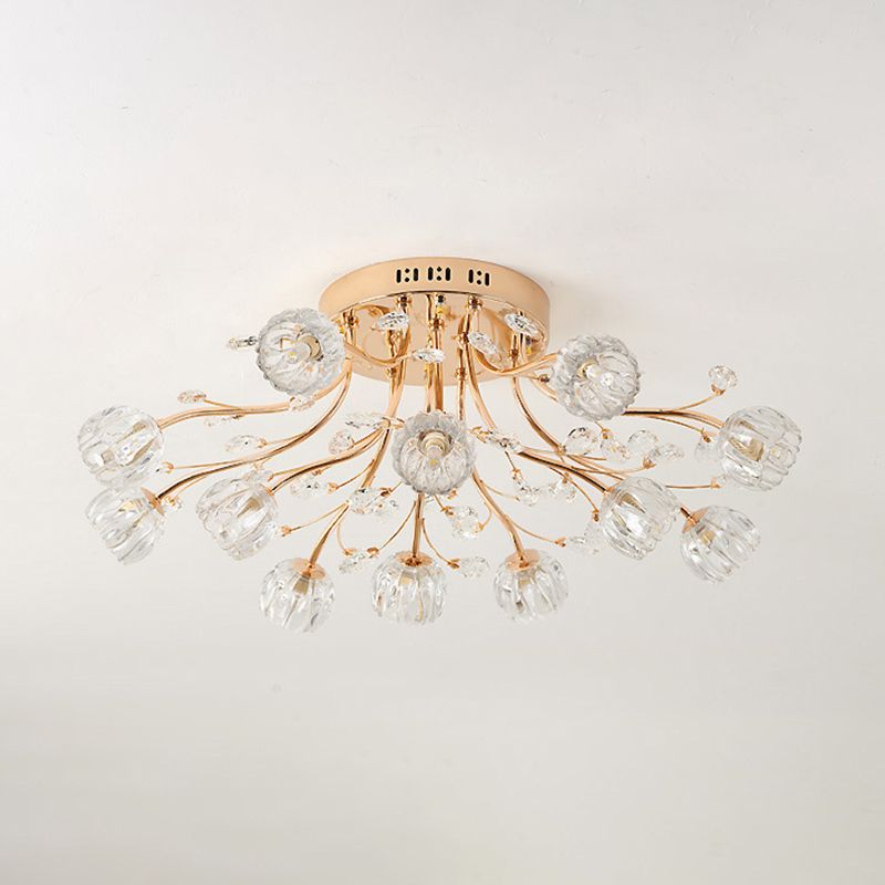 Luminaire de plafond de salon en métal de plafonnier encastré moderne avec abat-jour en verre