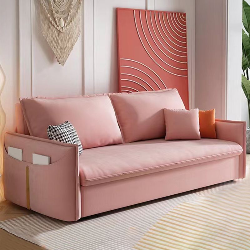Faux Leather Stain Resistant Contemporary Couch Bed with 2 Pillows
