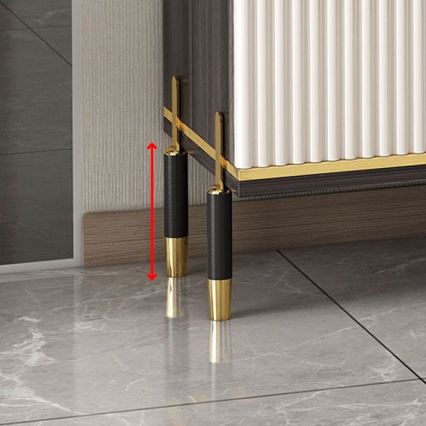 Contemporary Faux Wood Dining Hutch Glass Doors Storage Cabinet for Dining Room