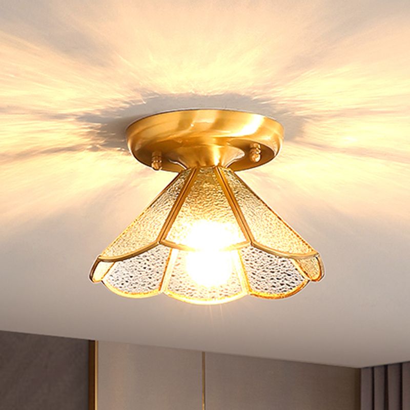 Plafonnier encastré en verre, éclairage de plafond classique en or pour le salon