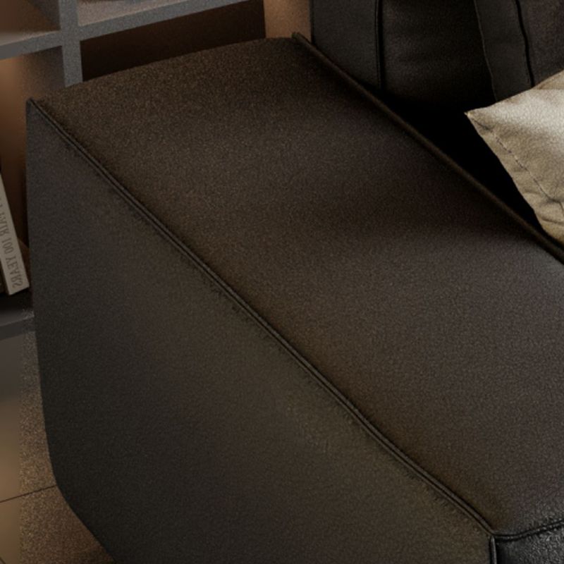 Faux Leather Square Arm Standard Sofa with Bolster Pillows, Stain Resistant