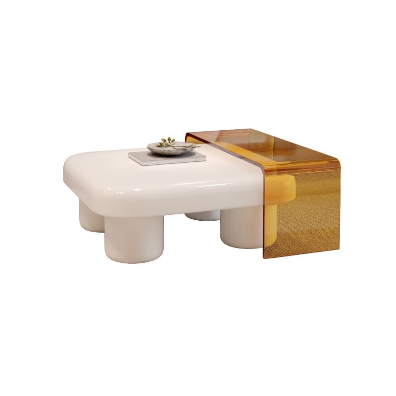 Contemporary 2 Nesting Coffee Table Set Square 4 Legs Cocktail Table