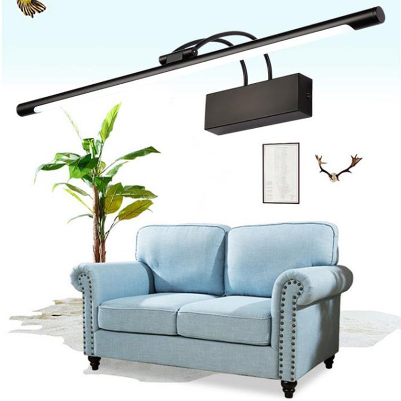 Metal Linear Shade Wall Sconce Modern Style 1 Light Mirror Wall Mount Lighting in Black