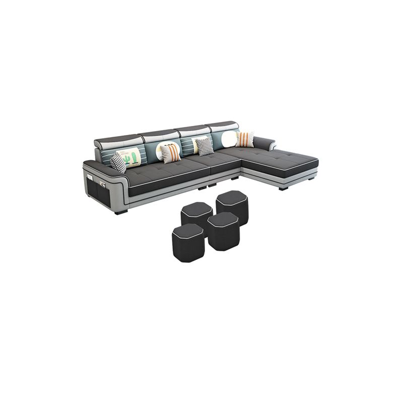 Contemporary Slipcovered L-Shape Sectional with Storage for Four People