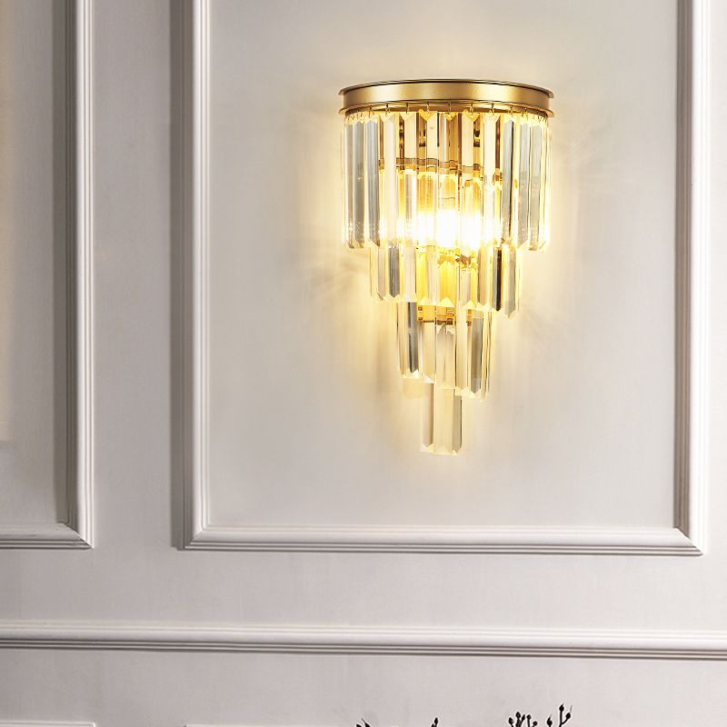 Postmodern Style Crystal Wall Light Layered Wall Sconce for Living Room