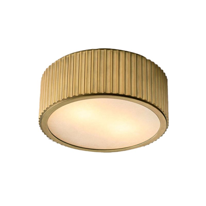 Frosted Glass Gold Ceiling Fixture Circular 3 Bulbs Colonialism Flush Mount Recessed Lighting, 12"/16" Wide