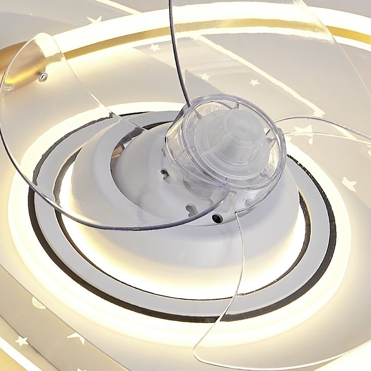 Geometric Shape Metal Ceiling Fans Modern 3-Lights Ceiling Fan Lamp Fixture in White