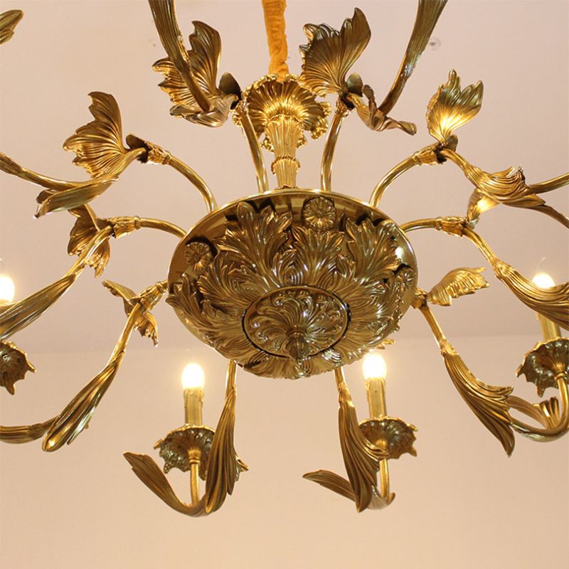 Swooping Arm Metal Chandelier Light Fixtures Antique Living Room Suspended Lighting Fixture