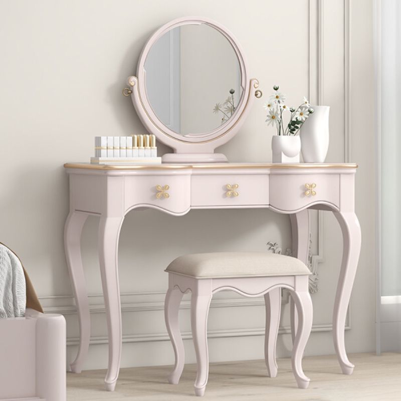 3 Storage Drawers & Mirror Vanity Set Victorian Wood Make-up Vanity