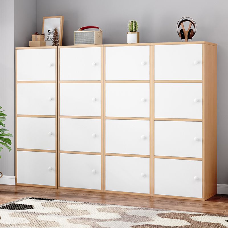 Modern Engineer Wood Bookshelf Closed Back Bookcase with Door for Home Office