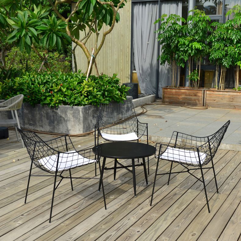 Modern Black Bistro Table Set 1/2/4/5 Pcs Metal Bistro Table and Chairs