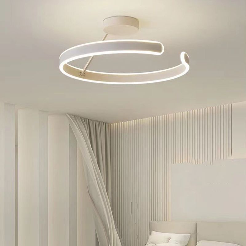 Metal Geometric Semi Flush Mount Fixture Modern Semi Flush Light Fixture in White