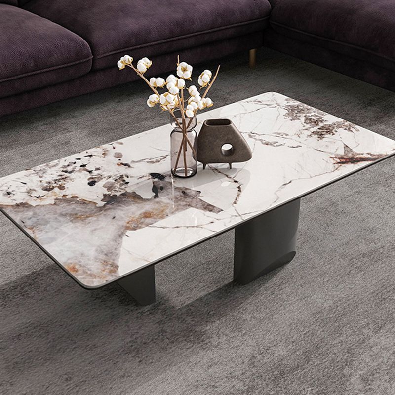 Contemporary Slate Rectangle Coffee Table Standard Single Coffee Table