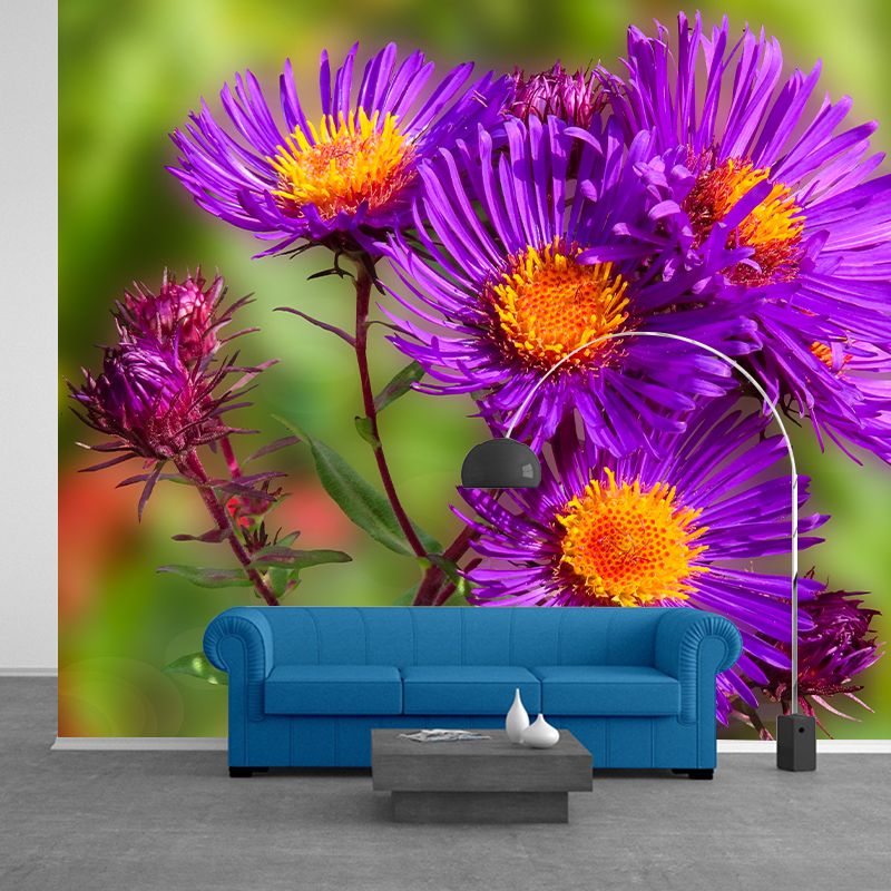 Bright Flowers Mural Decal Modern Wall Covering for Sitting Room, Waterproofing