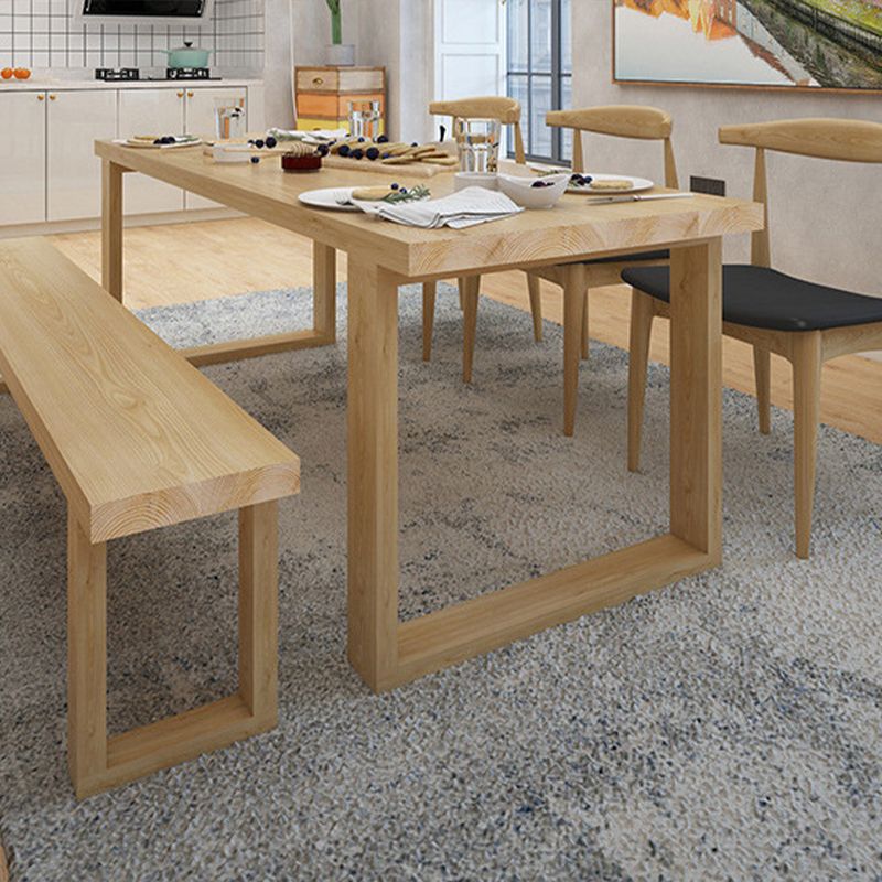 Solid Wood Top Dining Table Traditional Luxury Table with Wood Sled Base