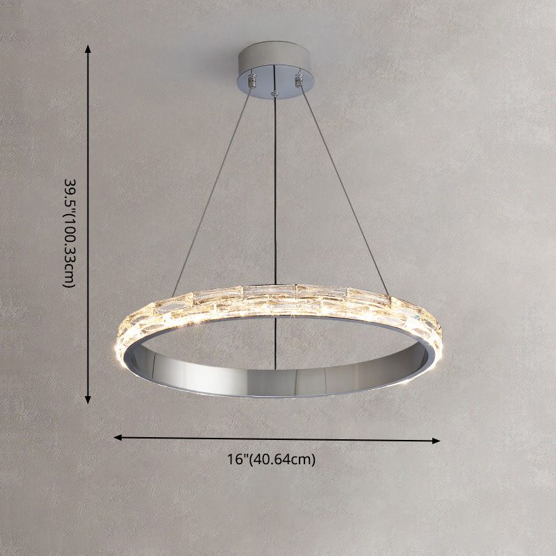 Silver Simplicity Chandelier Crystal Hanging Lamp for Living Room Dinning Room