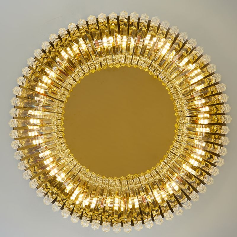Modernism Flush Mount Lamp Round Ceiling Lighting with Crystal for Bedroom