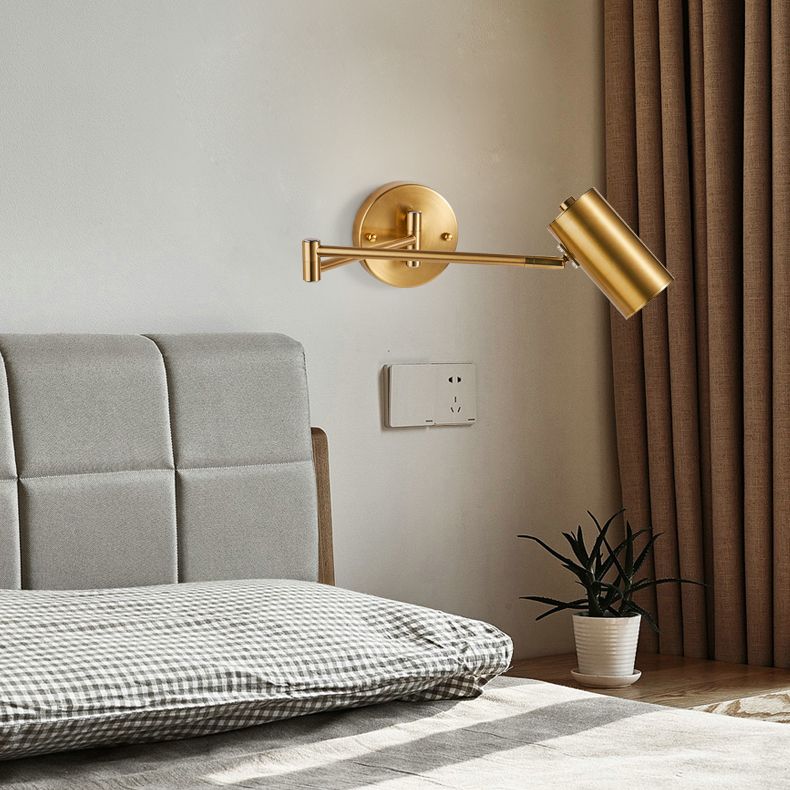Nordic Style Metal Wall Light Adjustable Swing Arm Wall Sconce for Bedroom