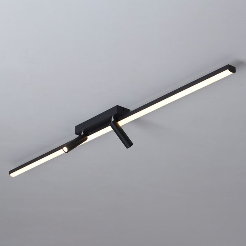 Montaje semiempotrado LED rectangular negro en lámpara de techo interior de acrílico de simplicidad moderna con lámpara de hierro forjado