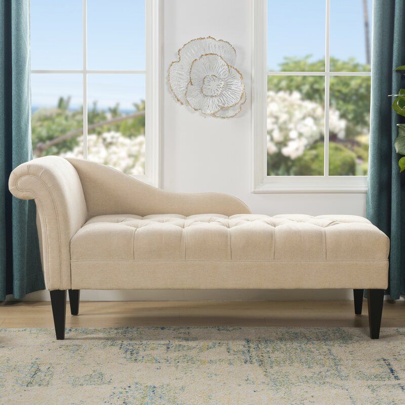 Modern Style Chaise Polyester Blend Chaise Lounge with Rolled Arms