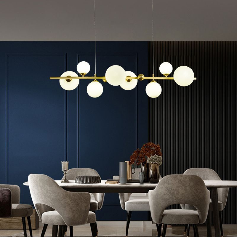 Modern Style Globe Shade Island Pendants 8-Lights Glass Pendant Lights for Dining Room