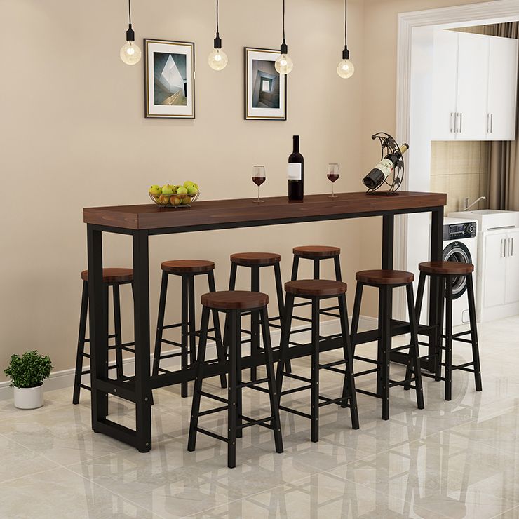 Industrial Bar Table Set 1/5/9 Pieces Solid Wood Pub Table Set for Indoor
