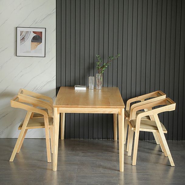 Modern 1/2/3/4/5 Pieces Dining Set Rectangle Solid Wood Legs Dinette Set in Natural