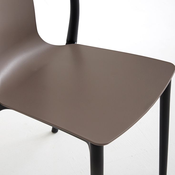 Scandinavian Armless Dining Chairs Plastic Slat Back Side Chairs with Black Legs