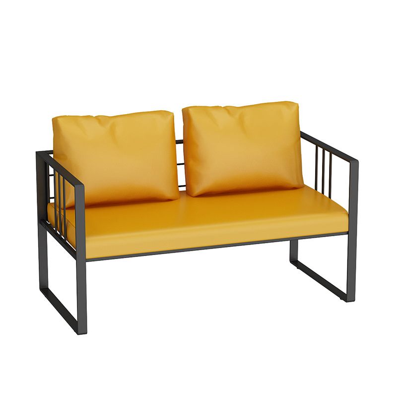 25.59" H Faux Leather Square Arm Sofa Contemporary Standard Sofa