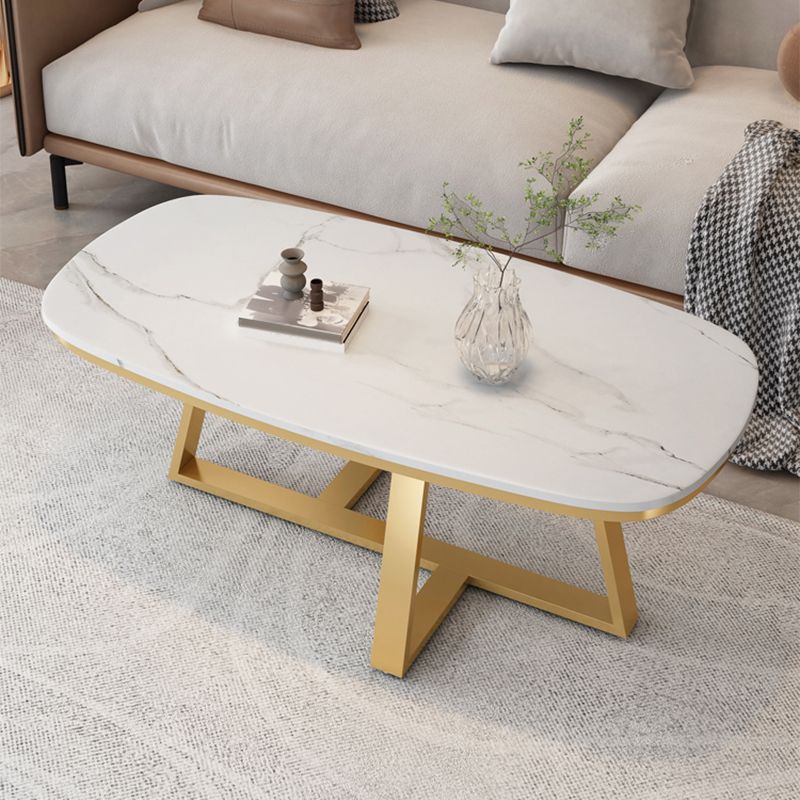 Glam Cross Legs Coffee Table Slate Rectangular Cocktail Table