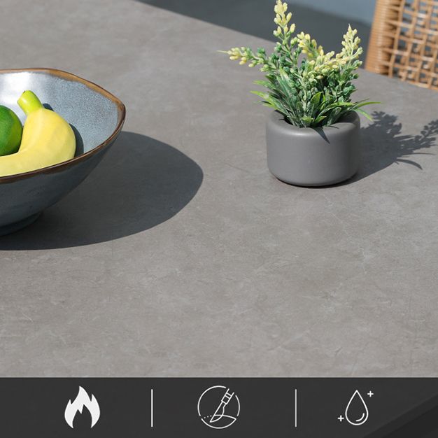 Modern Style Stone Courtyard Table Geometric Aluminum Base Outdoor Table