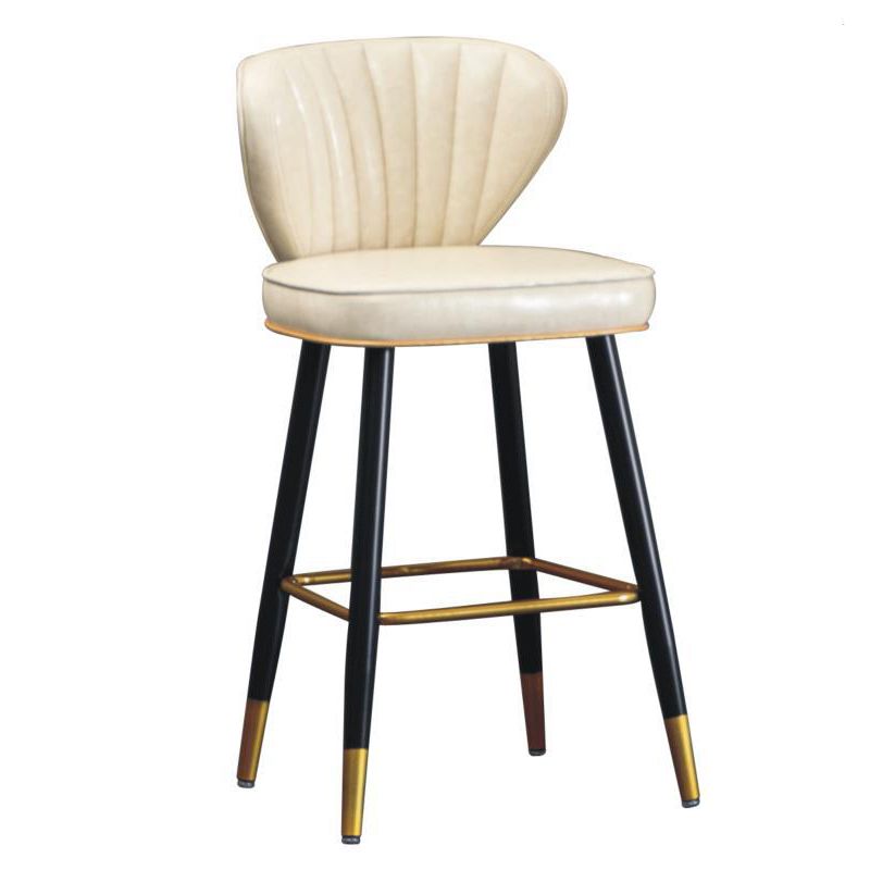 Modern Metal Barstool Faux Leather Counter Stool with Iorn 4 Legs