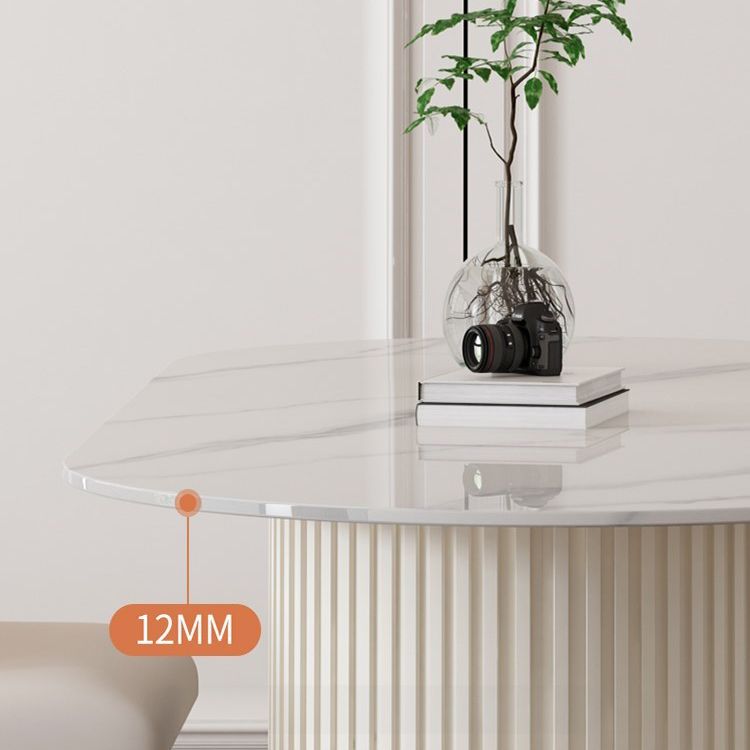 Sintered Stone White Table for Restaurant Modern Dining Table with Double Pedestal Base