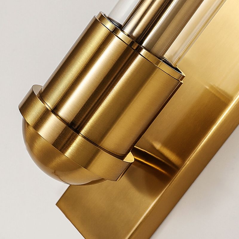Tubular Clear Glass Wall Lighting Modernism 1 Bulb Gold Sconce Lamp Fixture for Bedroom