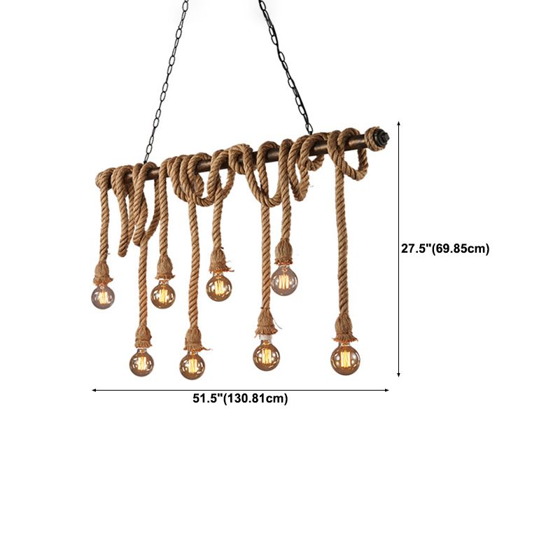 Industrial Hanging Light Exposed Bulb Island Lamp with Rope for Restaurant