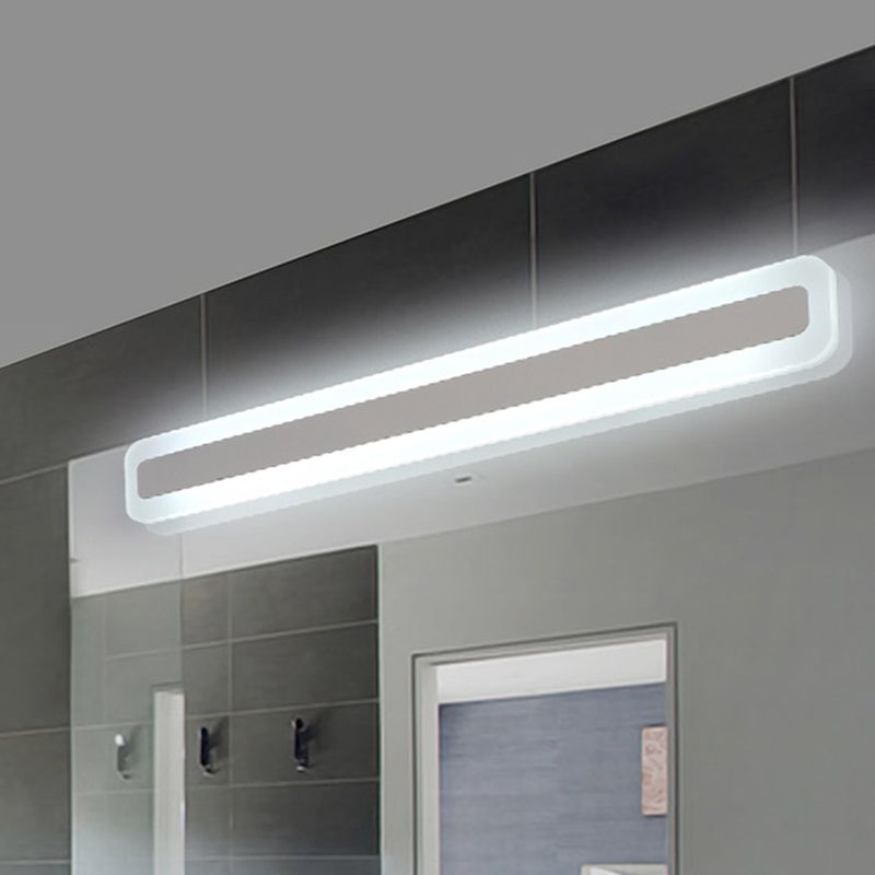 1-Light Linear Shade Wall Sconce Modern Simple Style Mirror Wall Lighting in Silver