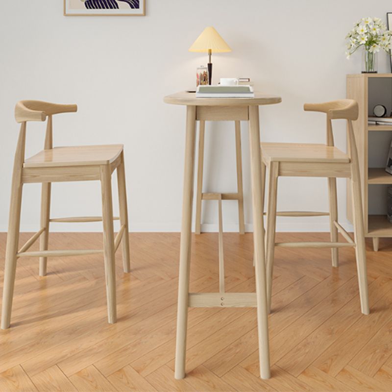 Modern Trestle Base Bar Table Set 1/2/3 Pcs Solid Wood Bar Table and Stools
