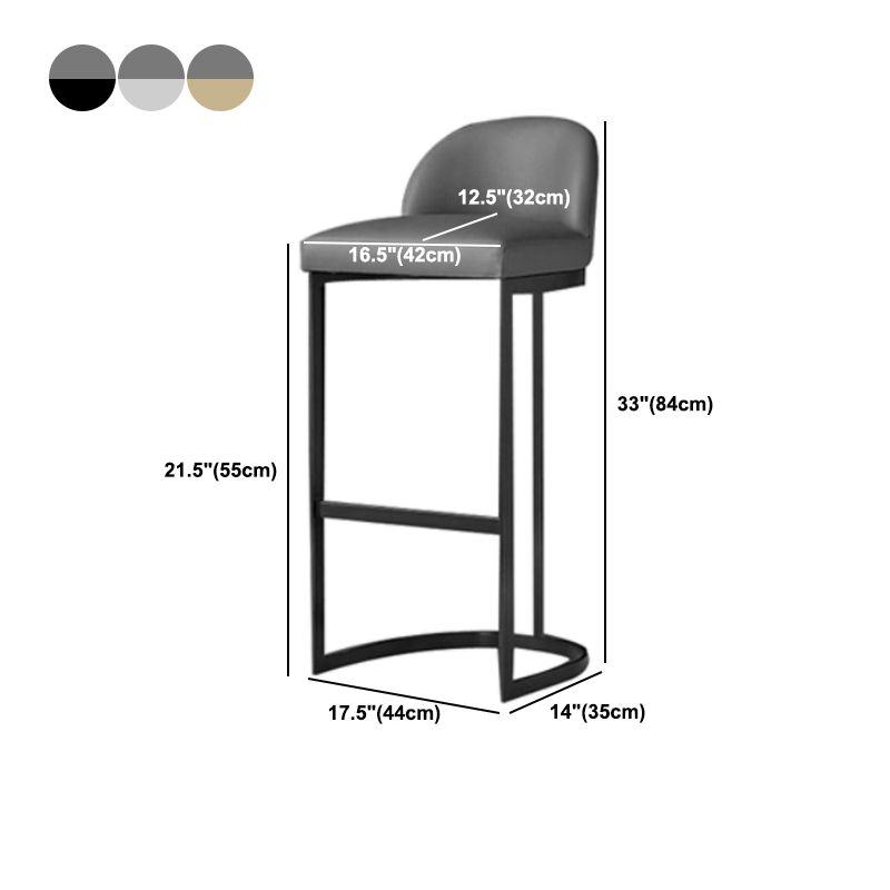 Modern Backrest Armless Counter Stool Iron Dining Room Bar Stool with Pedal and Cushion