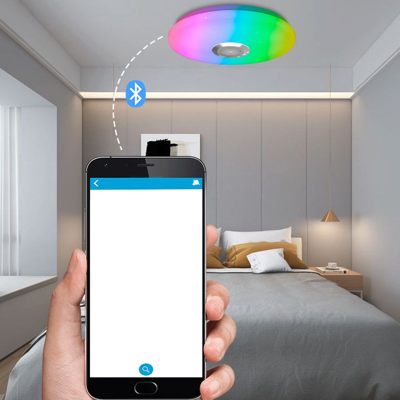 Plafonnier intelligent de forme ronde en acrylique moderne à 1 lumière pour chambre d'étude