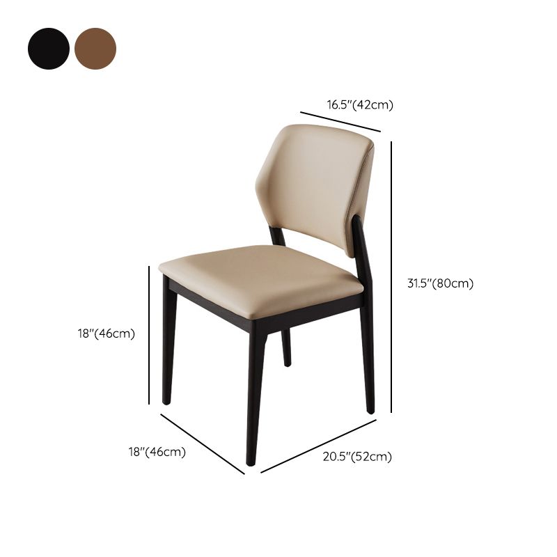 Industrial Solid Wood Side Chair Upholstered Armless Dining Chairs