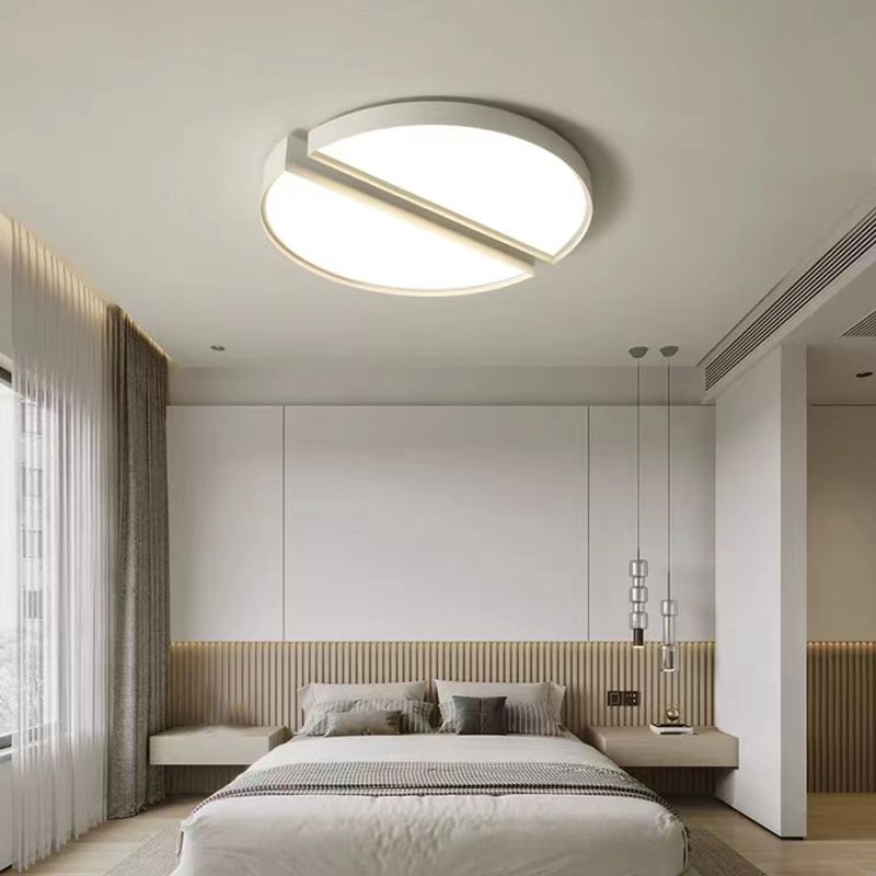 Geometric Interior LED Flush Mount in White Minimalist Iron Ceiling Flush