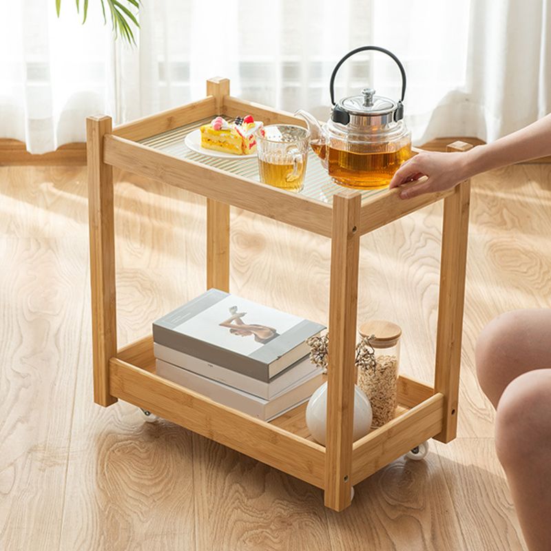 11" Wide Contemporary Corner Table Storage Clear Double Tier Accent Side Table