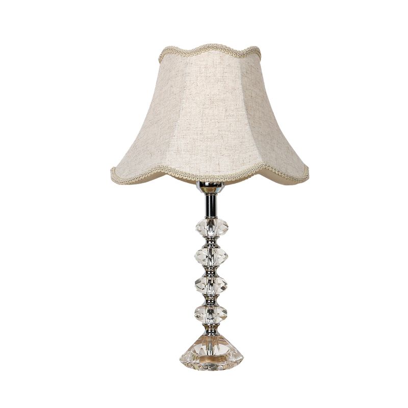 Scalloped Living Room Table Light Rural Single Light in Pink/Red/Coffee Night Lamp with Crystal Accent