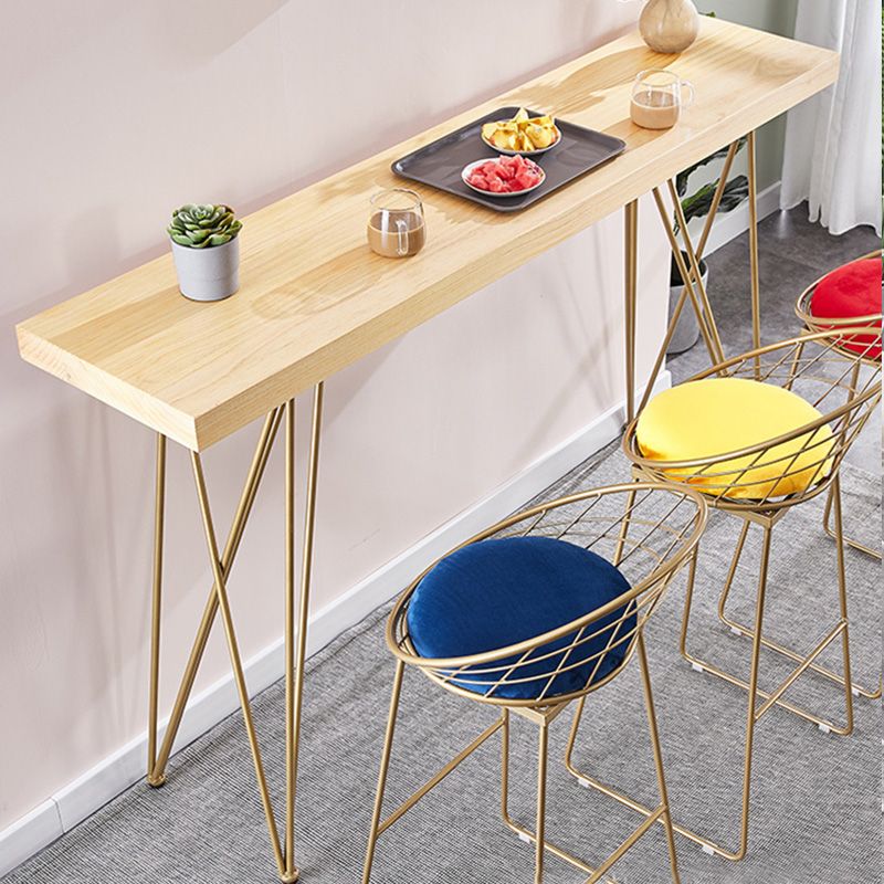 Modern Bar-height Table Solid Wood Top Bistro Pub Table with Four Legs