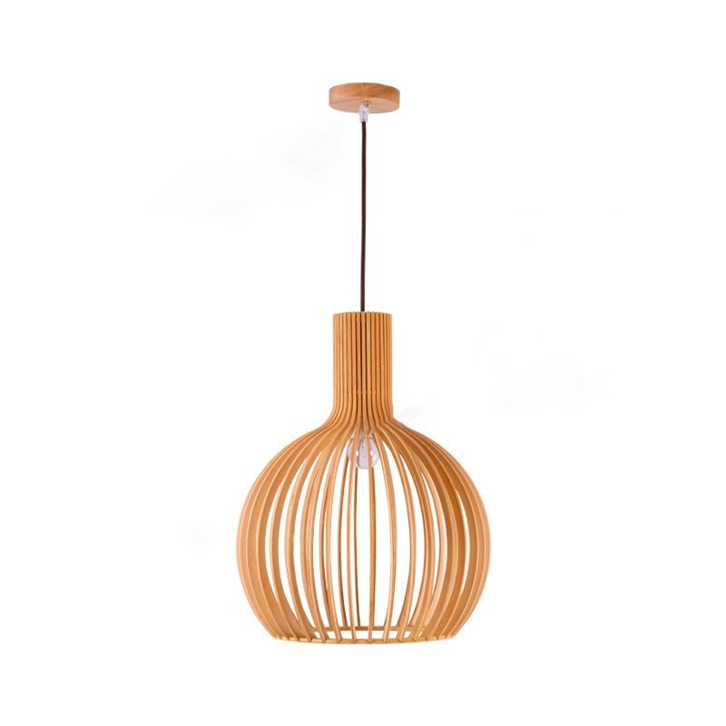 Forme de cage d'oiseau en bois massif Lumières suspendues de style moderne 1 lumière suspendue Lumière pour chambre à coucher